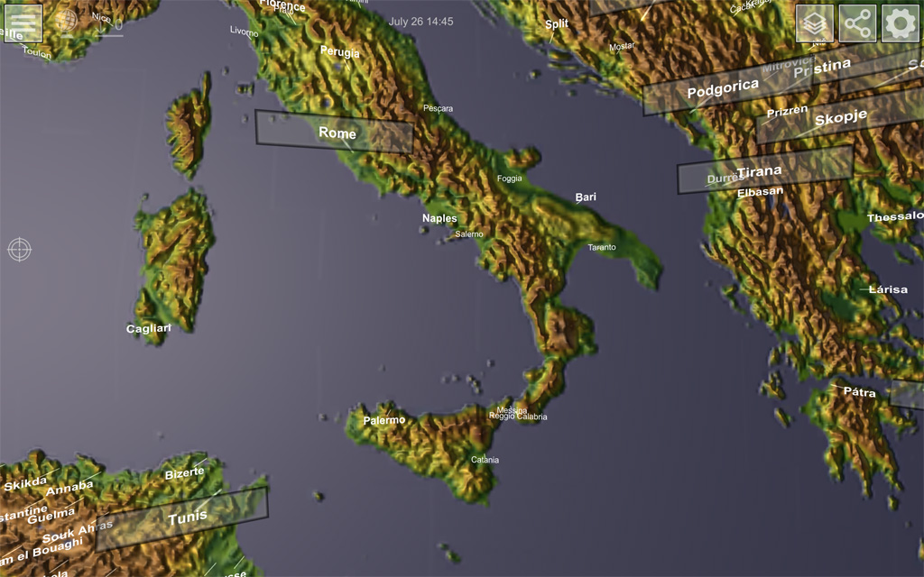 GlobeViewer - Global view: overlays of states and cities GlobeViewer - Global view: overlays of states and cities