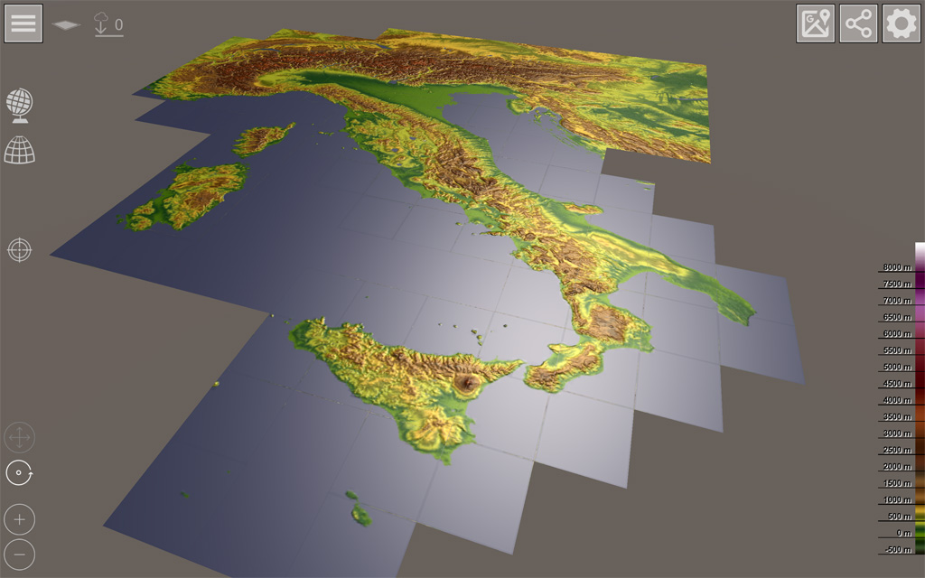 GlobeViewer - Regional Map: Overview of the region with the available tiles GlobeViewer - Regional Map: Overview of the region with the available tiles