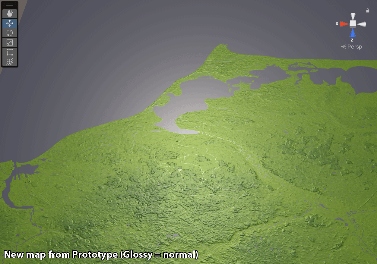 Visibility of waterways through different gloss settings